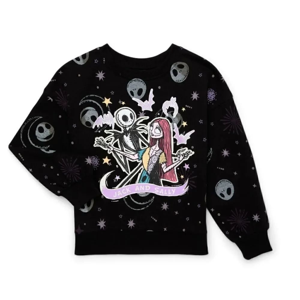 New Girls' Disney Nightmare Before Christmas Sally and Jack Sweatshirt